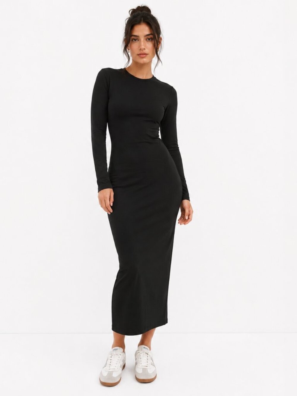 Aritzia The Group by Babaton Indulge Dress Jersey Long Sleeve Black Size Small